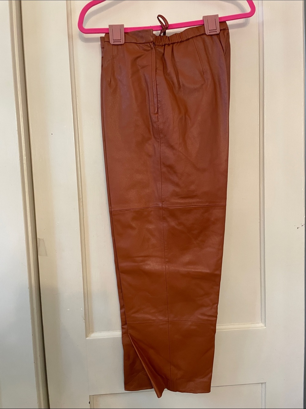 Terry Lewis Classic Luxuries Straight-Leg Leather Pants - Cognac Brown - Picture 3 of 6